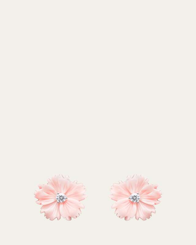 18mm Diamond Conch Flower Stud Earrings